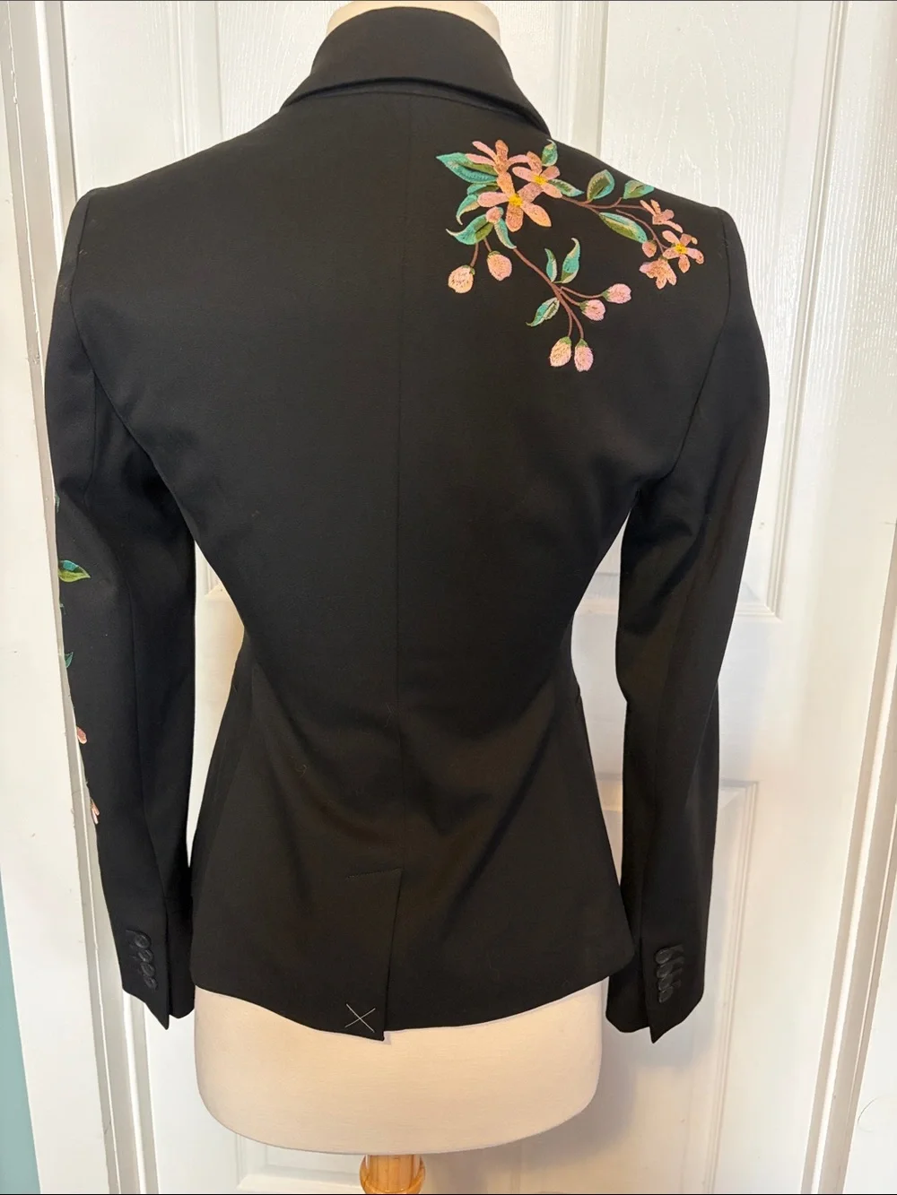 Forever 21 Black Blazer with Floral Embroidery